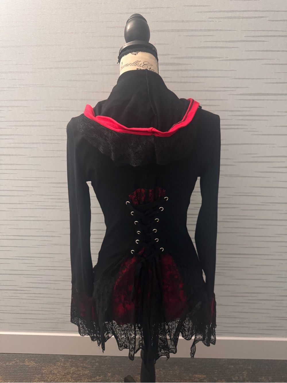Tripp nyc Corset Zip Hoodie Black/Red/Lace/ in Size S in EUC - Picture 2 of 7